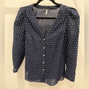 1. State navy button blouse
